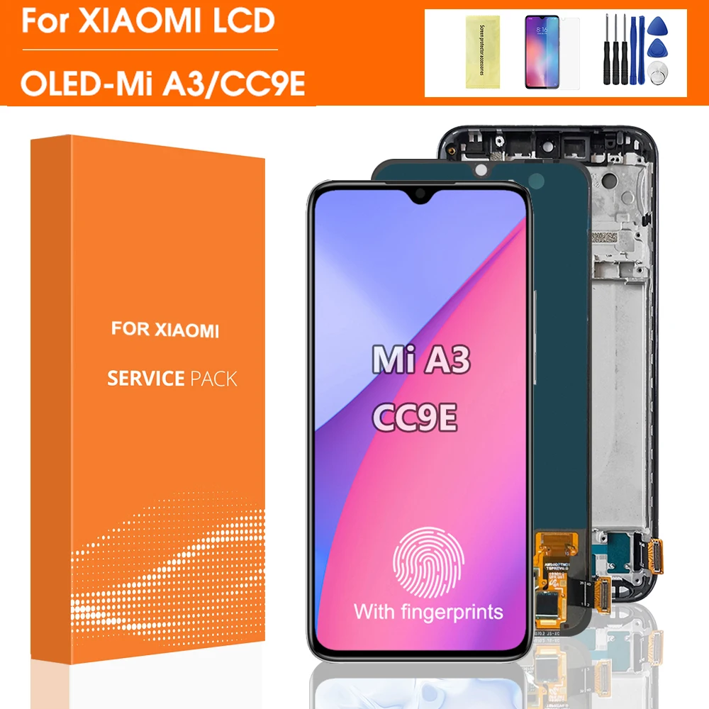 Super AMOLED For Xiaomi Mi A3 LCD MIA3 Touch For Xiaomi MI CC9E Screen Replacement Digitizer Sensor Glass For Mi A3 Display