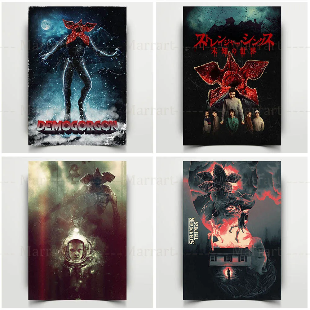 The Demogorgon Wall Art Print Eleven And Vecna Horror Sci-Fi Movies Canvas Painting Hawkins Town Tabletop Decorative Poster