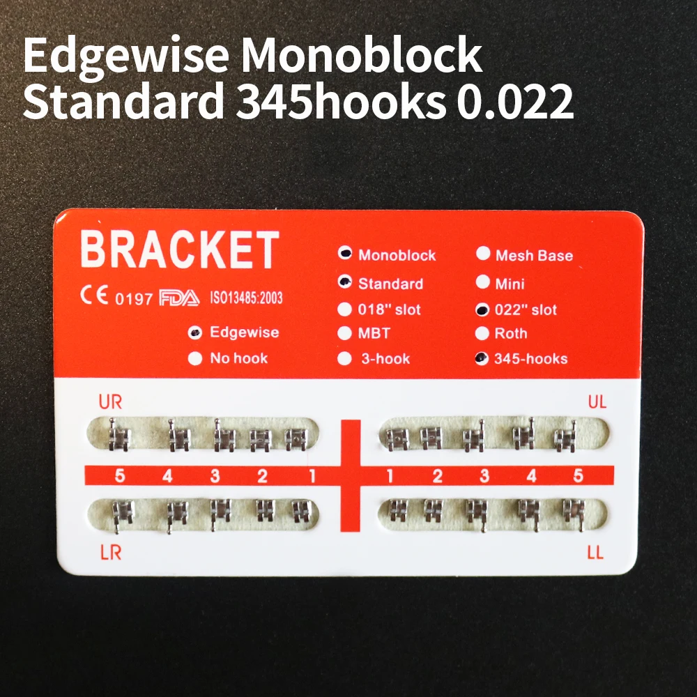 10Packs Dental Braces Brakets Edgewise 345 Hook Standard Red Pad