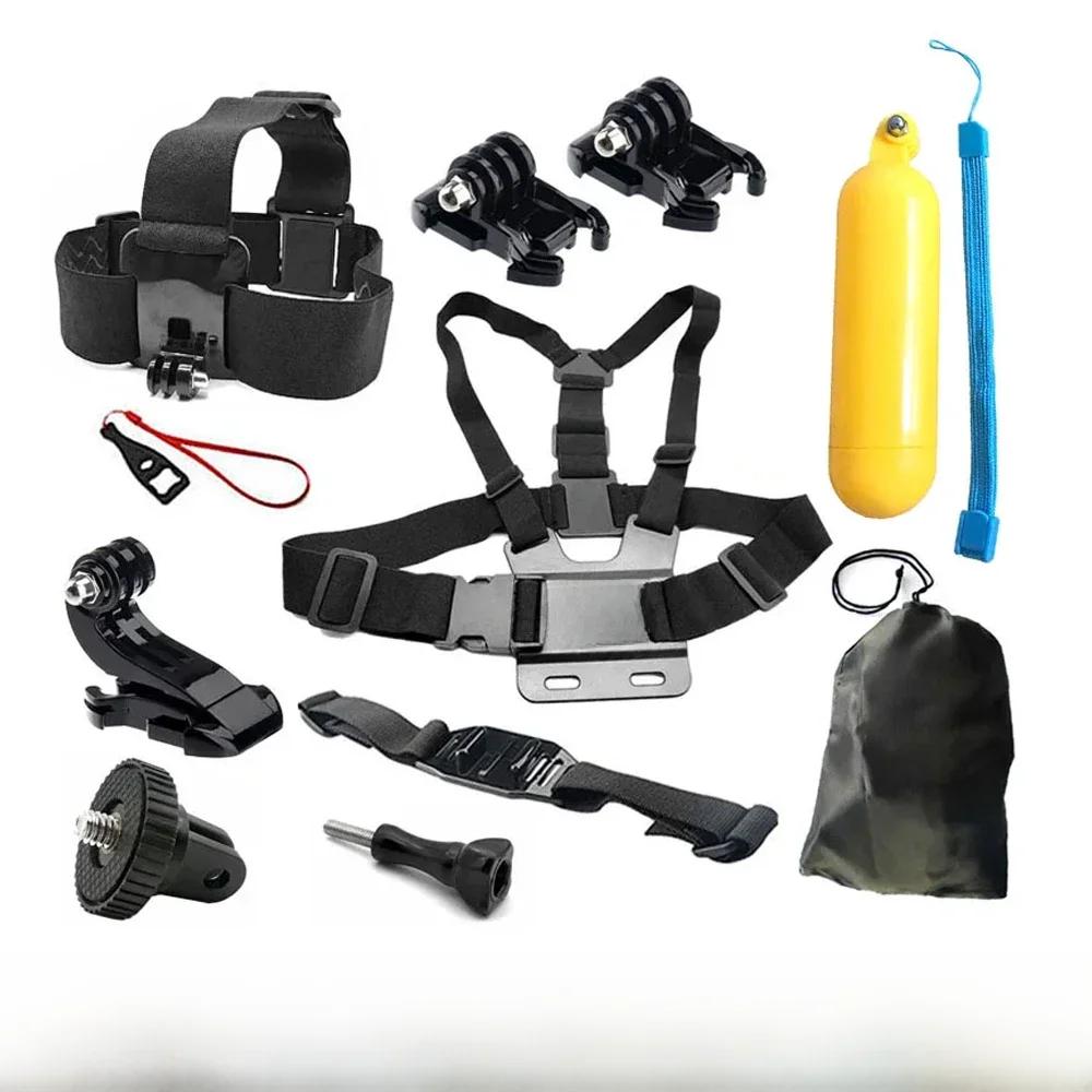 Kit d'accessoires pour sangle de tête de poitrine, poignée flottante, adaptateur de trépied pour GoPro SJCAM insta360 AKASO Osmo Action Camera