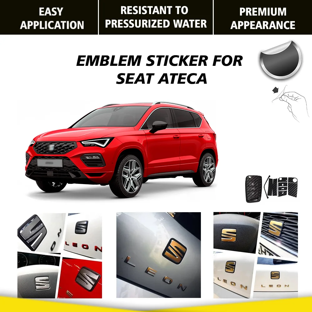 Emblem Coating Set - Vinyl Foil-Self-based Sticker - Special Colors - Compatible with SEAT Ateca.