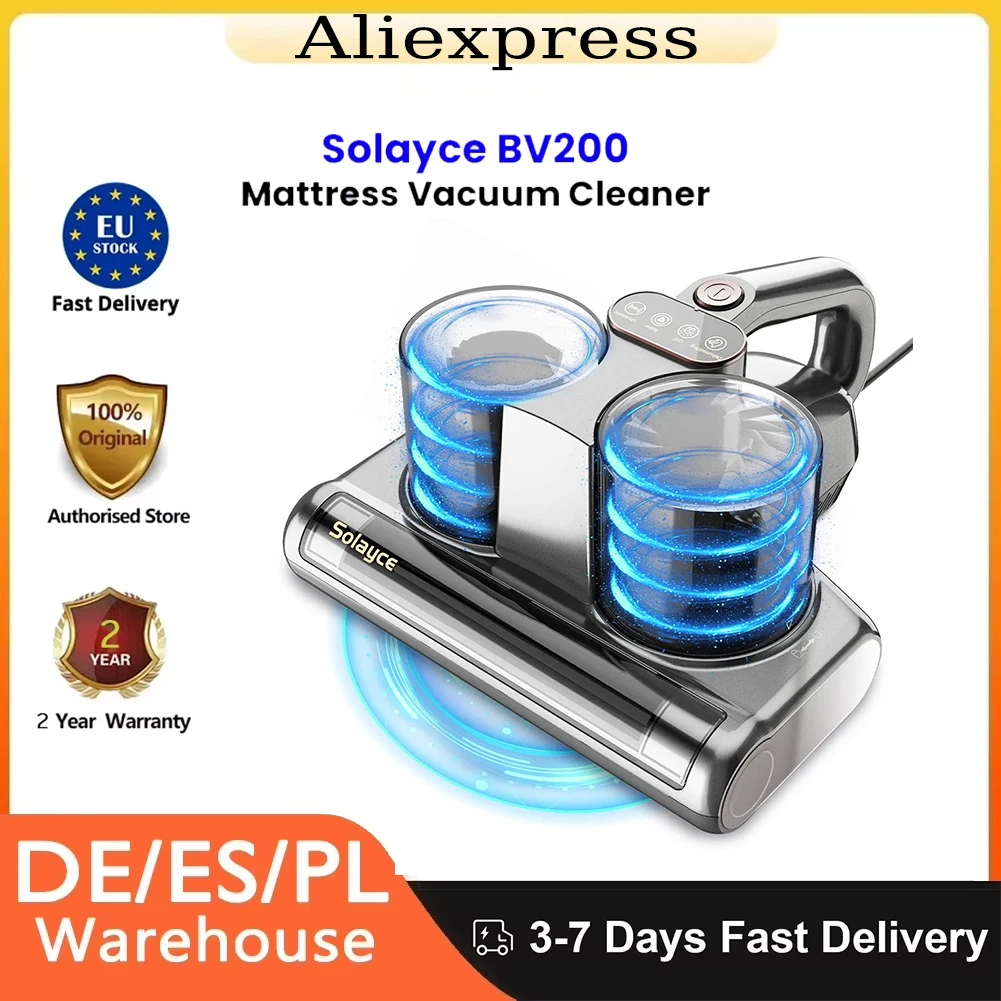 Solayce BV200 Double tasse intelligent acariens nettoyeur lit aspirateur 500W puissance 16000Pa aspiration 0.6L capacité matelas aspirateur