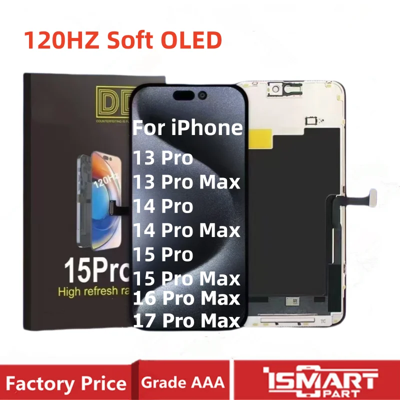 Soft OLED For iPhone 15Pro 14Pro 13 Pro Max LCD Display 3D Touch