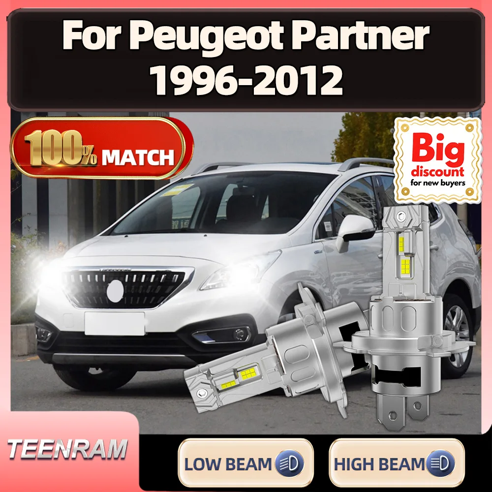 

TEENRAM For Peugeot Partner 1996 1997 1998 1999 2000 2001 2002 2003 2004-2012 LED Headlight Ampoule 250W Headlamp Bulb Canbus