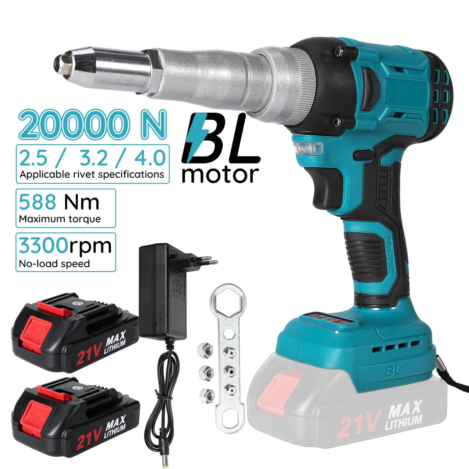 Bosch 20000n Brushless Electric Rivet Gun 2.4-5.0mm Cordless Rivet Nut Gun