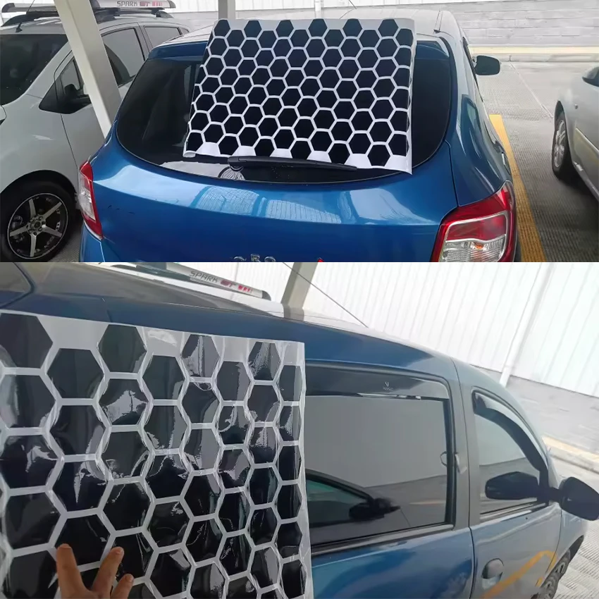 Car Side Window Honeycomb Large Sticker Suitable For Rectangle Window Decoration Vinyl Sticker Universal All Vehicle Accessories