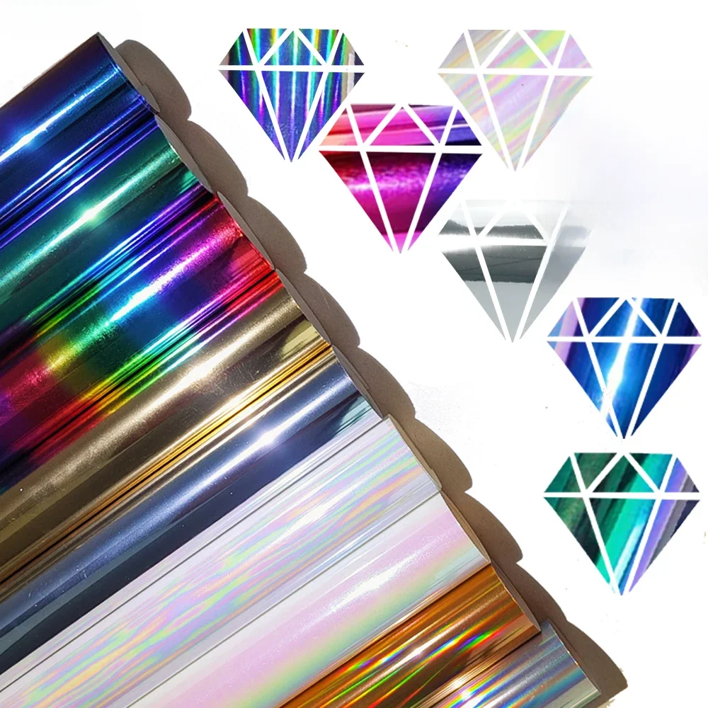 Rouleau de vinyle à transfert de chaleur métallique souple 30CMX102CM, hologramme Laser élastique PU Camouflage fer sur Film HTV t-shirt