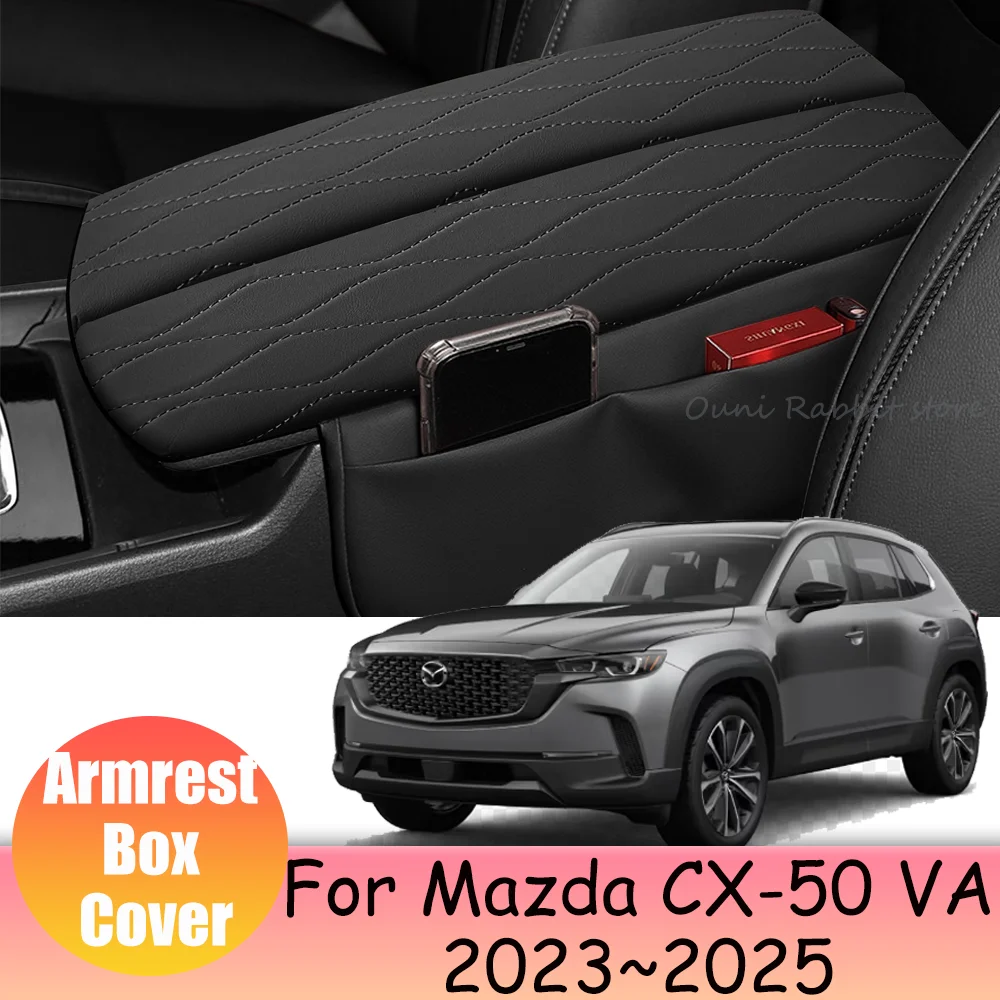 For Mazda CX-50 VA 2023~2025 2024 Car Central Control Armrest Box Cover Leather Protect Anti-Scratch Interior Accessories