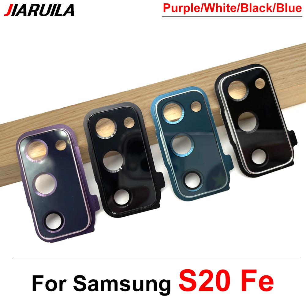 New For Samsung S20 Fe Rear Camera Glass Lens Cover With Frame Holder with Sticker Replacement Spare Parts