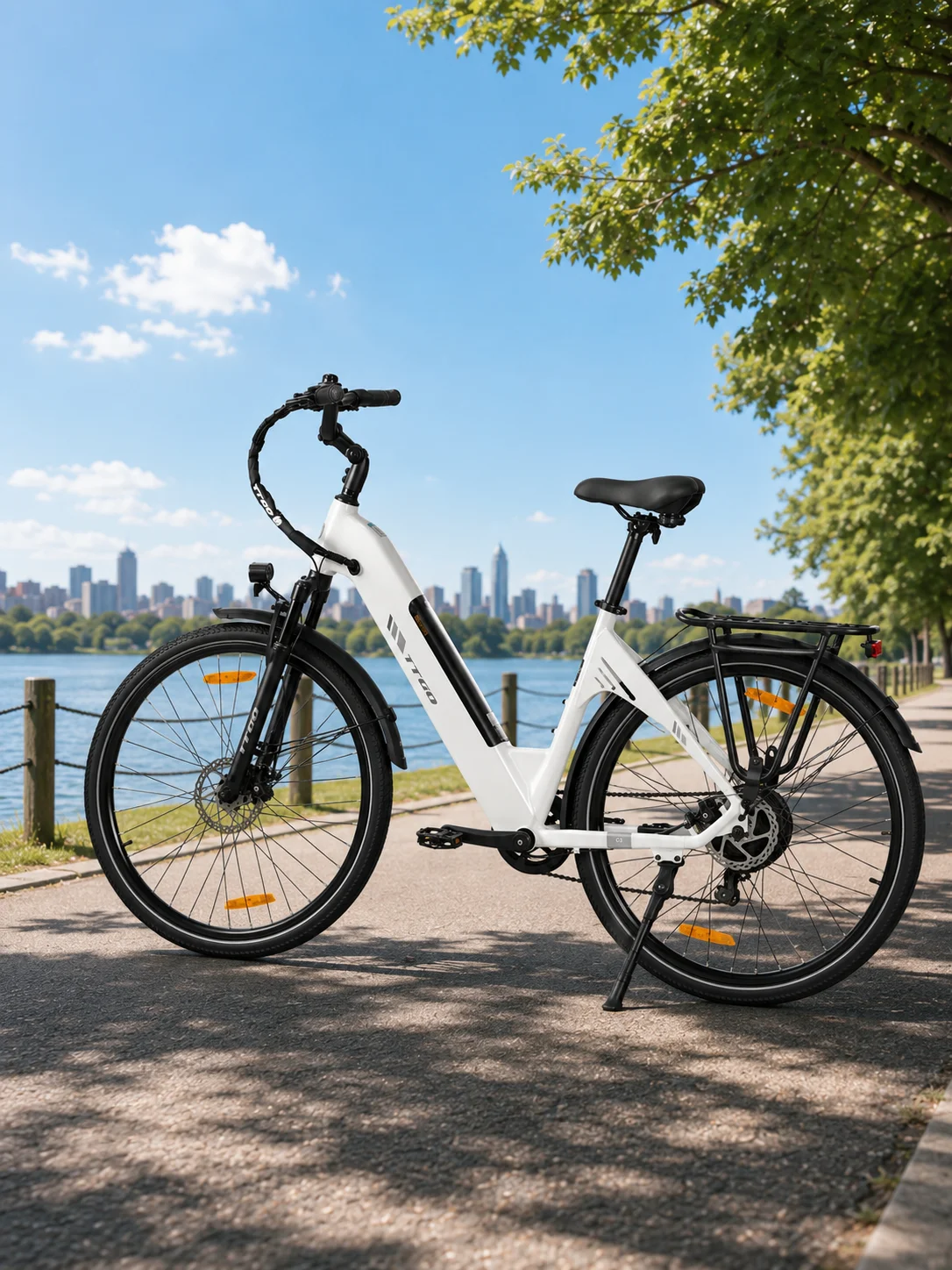 TTGO 28" Elektrofahrrad, leichtes Aluminium-City-E-Bike, 36V 18Ah herausnehmbarer Akku, 250W Motor, bis zu 120 km Reichweite, Stadtfahrrad für den täglichen Gebrauch, kostenlose Fahrradschloss