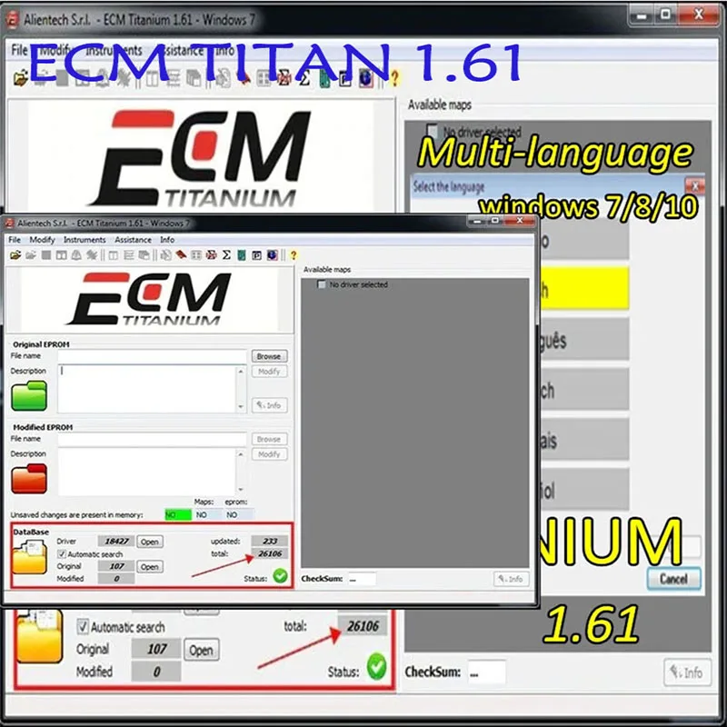 أحدث أدوات السيارات ECM Titanium 1.61 أدوات السيارات مع Windows 10 VMware KTAG KESS V2 ECU برنامج إصلاح - 18259 + 26000 برامج تشغيل