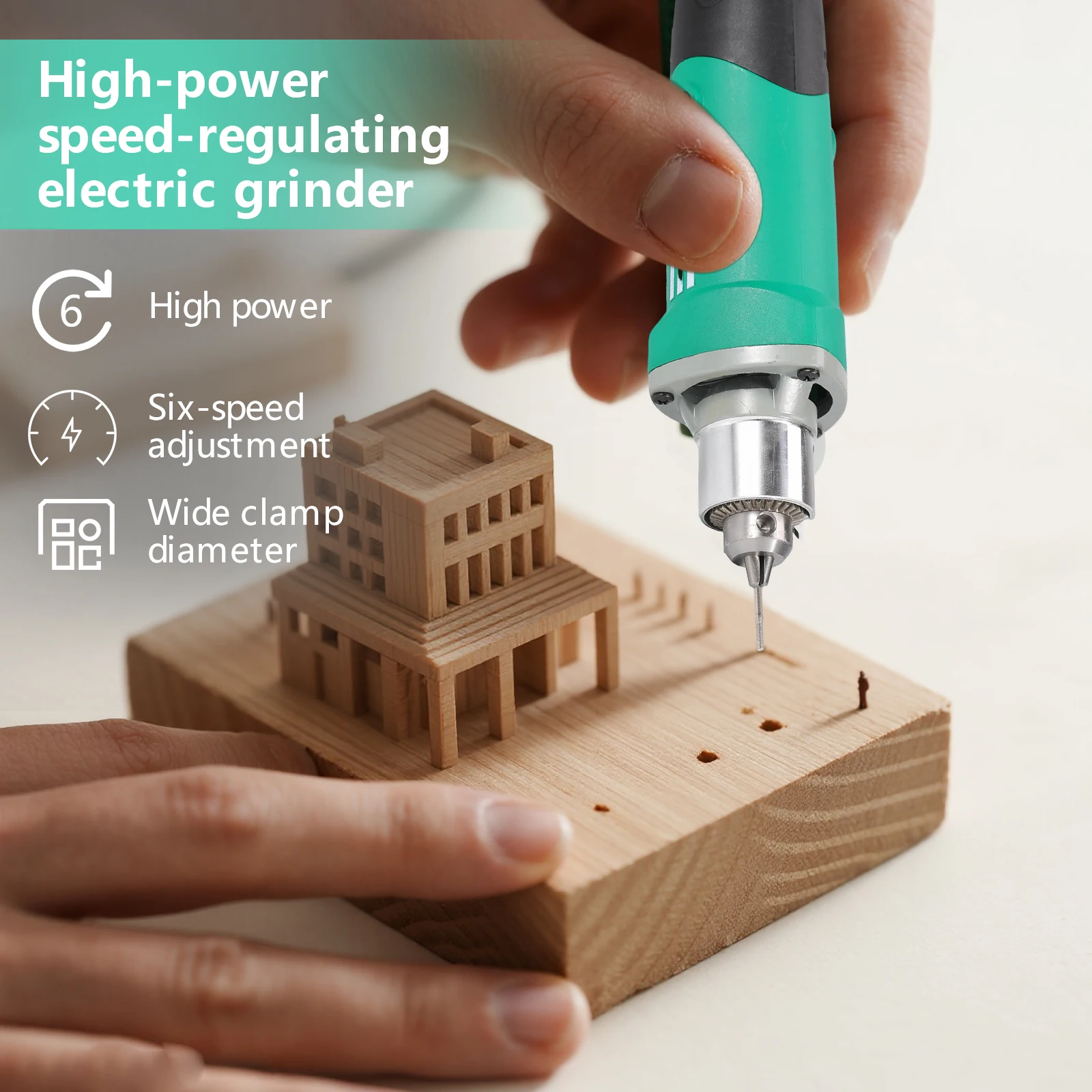 500W Graviermaschine Elektrische Bohrmaschine 6 Geschwindigkeiten Variables Rotationswerkzeug-Set Lochstanzen Schleifen Polieren Mini-Bohrer – Detail 12