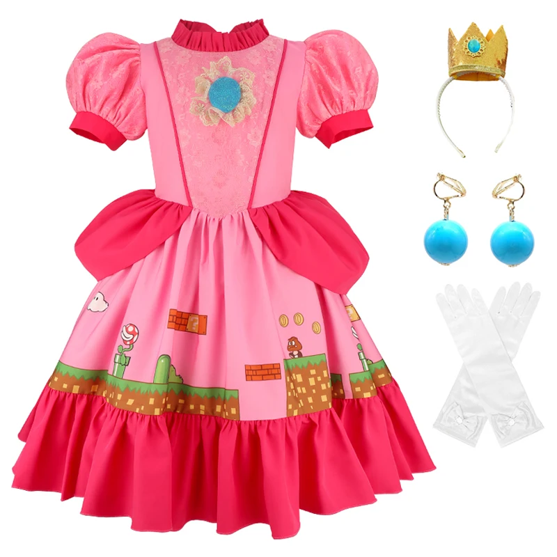 Children's Halloween Costumes Girls' puff sleeve princess dress Carnival stage costumes Fashionable printed girls' casual dress