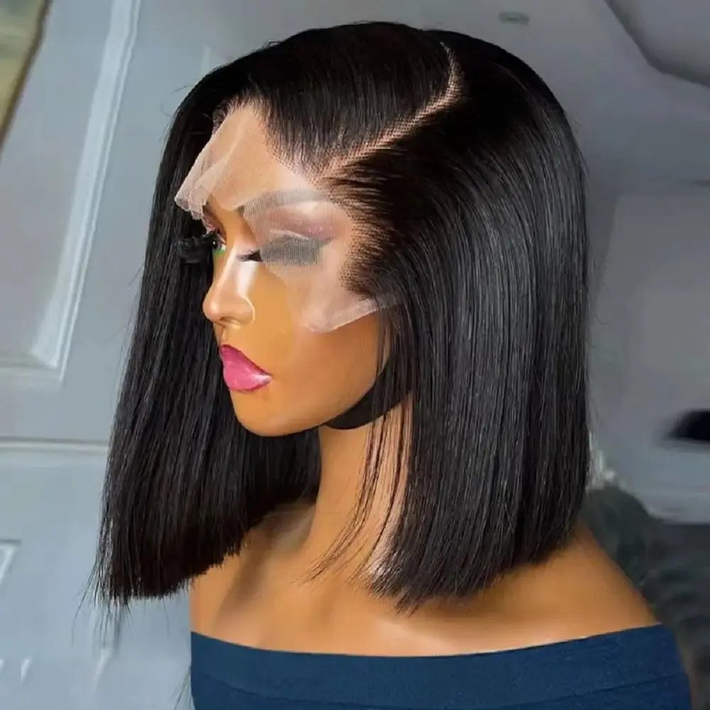 13x4 الدانتيل أمامي بوب شعر مستعار شعر الإنسان 200% الكثافة الدانتيل الجبهة الباروكات قبل قطعها شعر مستعار مستقيم شعر الإنسان الطبيعي الأسود للنساء #1