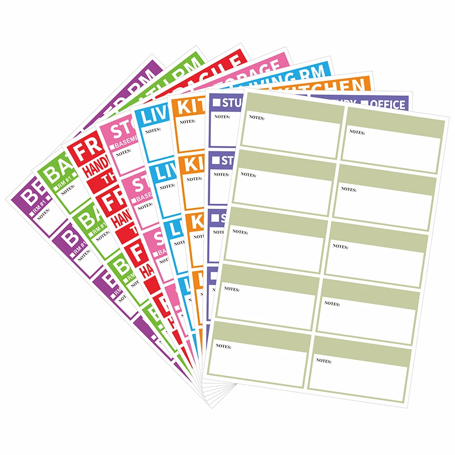 80 قطعة من الملصقات المتحركة المنزلية القابلة للإزالة ببرمجة الألوان - ملصقات هشة مع قائمة مرجعية للمطبخ والحمام وغرفة النوم