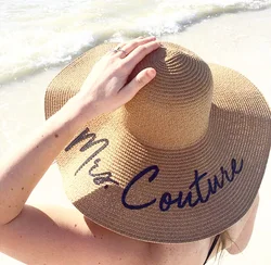 Personalized Floppy Beach Hat Custom Name Bachelorette Hat Floppy Hat with Name Wedding Favor Gifts Bridal Hats Honeymoon Gifts