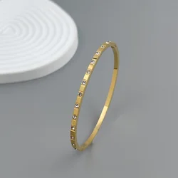 Small square zircon stainless steel gold-plated women's bracelet, high quality waterproof metal bracelet, party jewelry