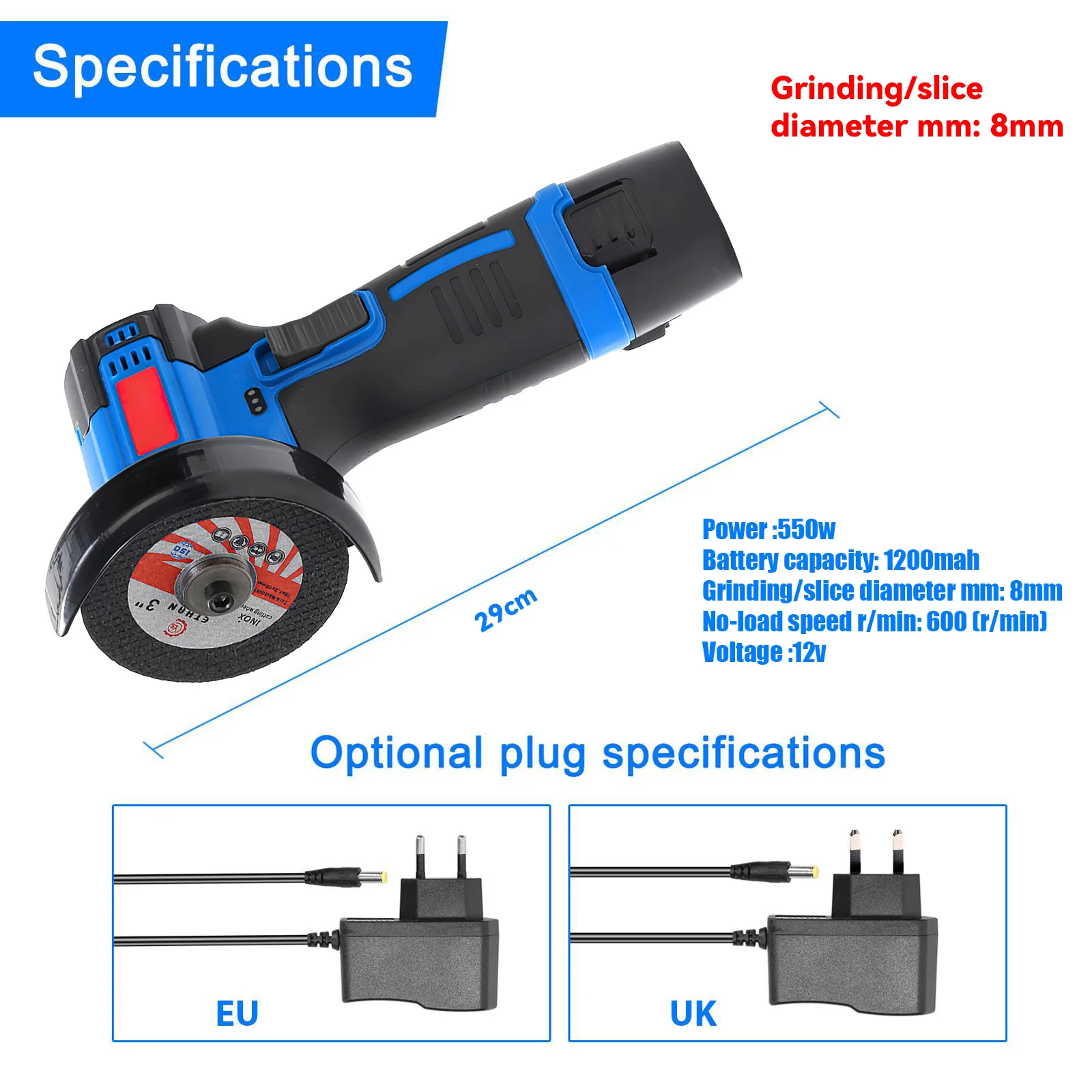 12V Kabelloser Elektrischer Winkelschleifer 600RPM Lithium-Akku Mikro-Polierschleifer Diamantschneid- und Leistungsschleifer – Detail 9