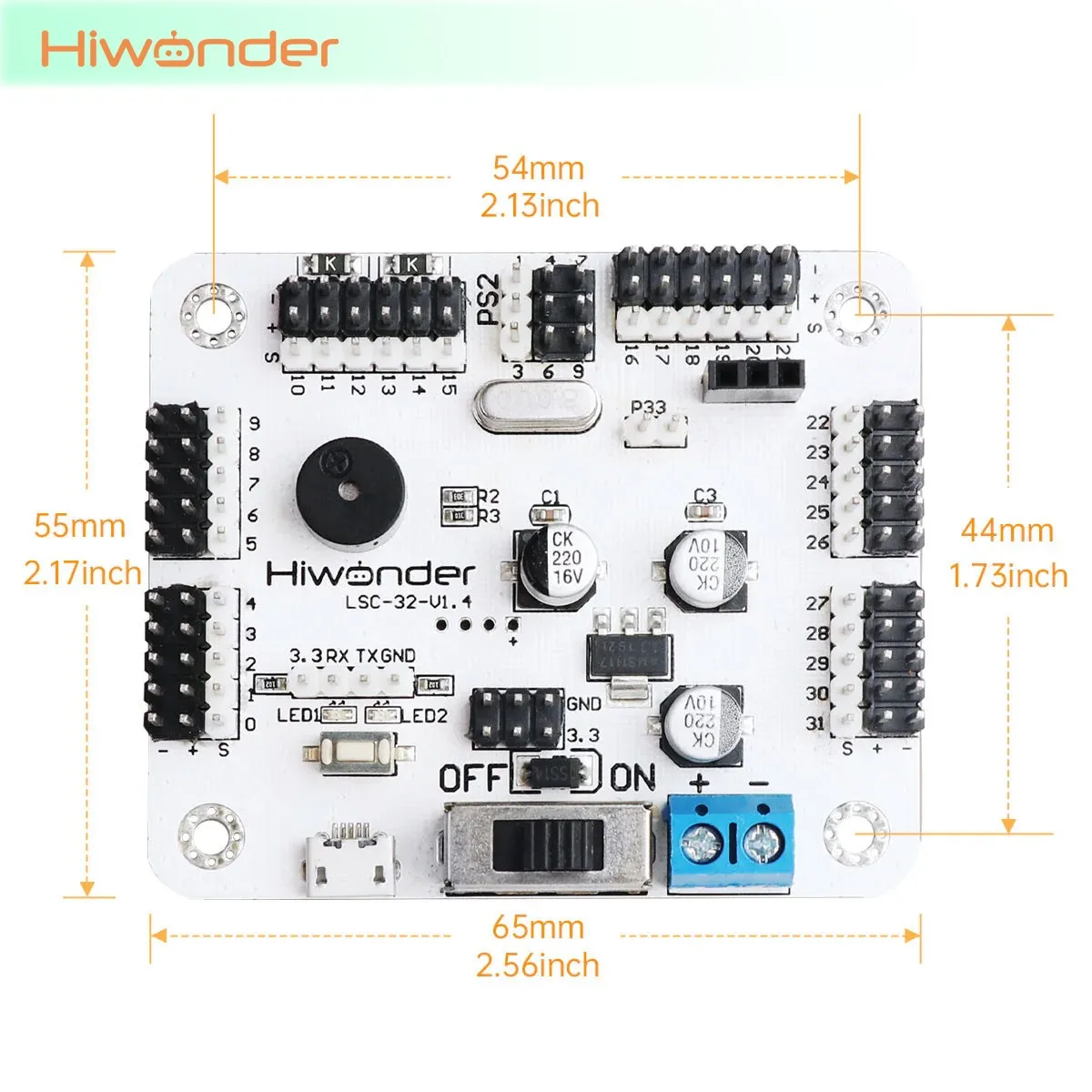 Scheda madre scheda servo controller Hiwonder LSC-32 a 32 canali per robot controller PS2 e bracci robotici