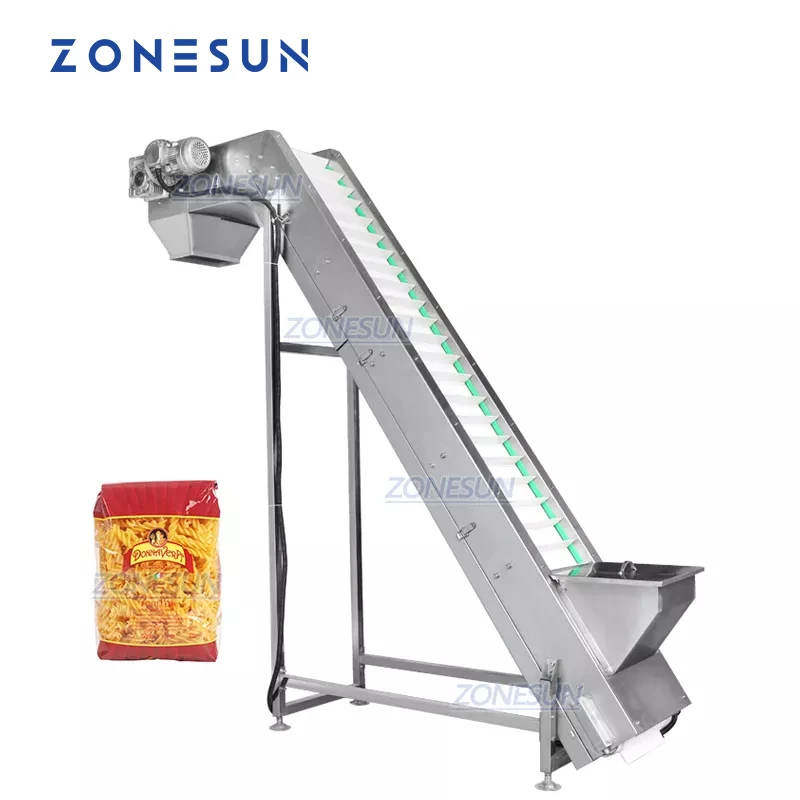 ZONESUN ZS-SLJ2 Nuts Beans Granule Incline Bucket Type Conveyor Belt Elevator With Hopper