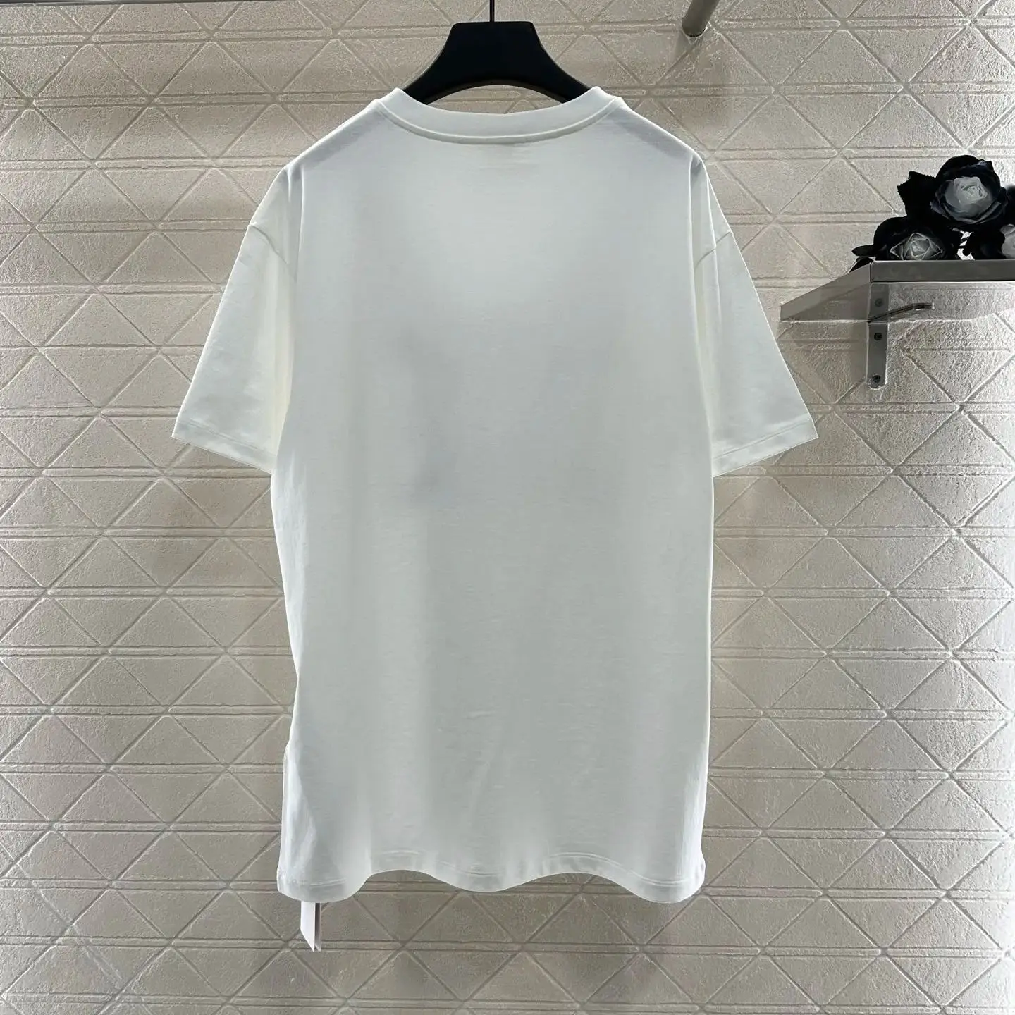 

2025 Round Neck Letter Print Short Sleeve Virgin Cotton Loose Drop Shoulder Oversized Short Sleeve Cut Slightly Stretch