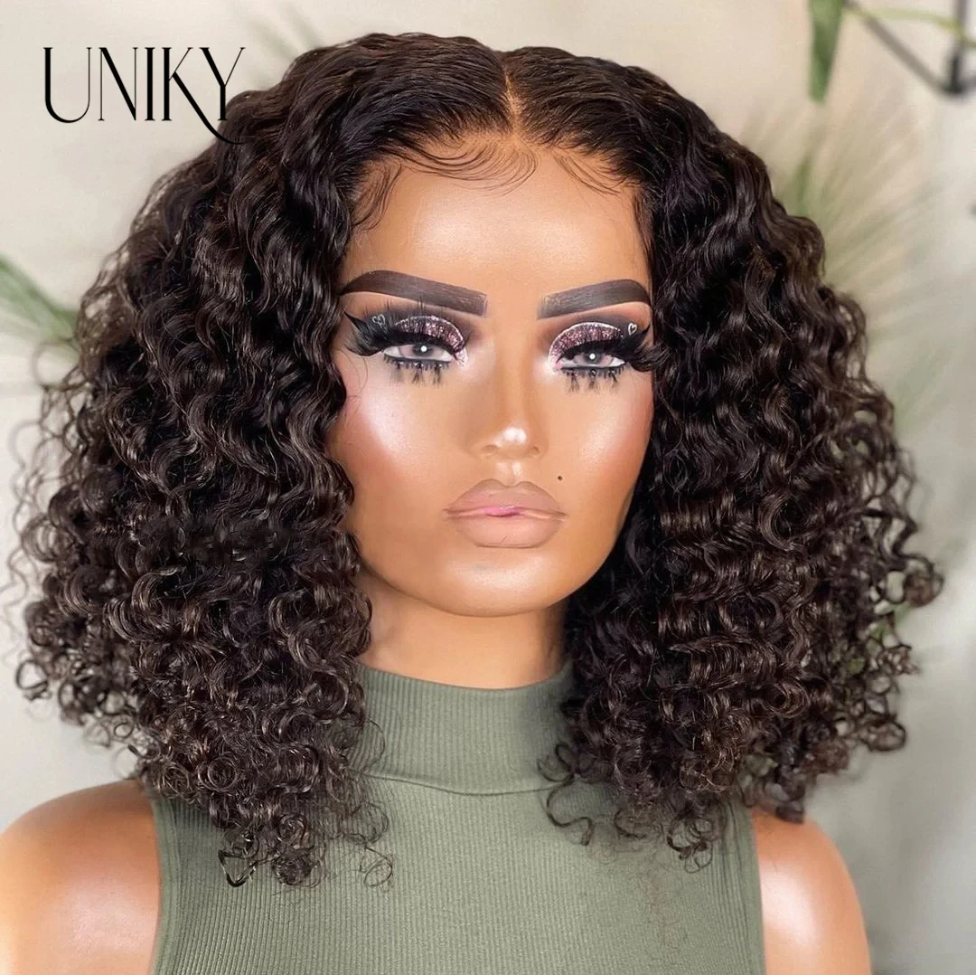 

14 16inch Short Curly Bob Wig Curly Lace Front Human Hair Wigs For Women Pre Plucked Mongolian Kinky Curly 13x4 Lace Frontal Wig