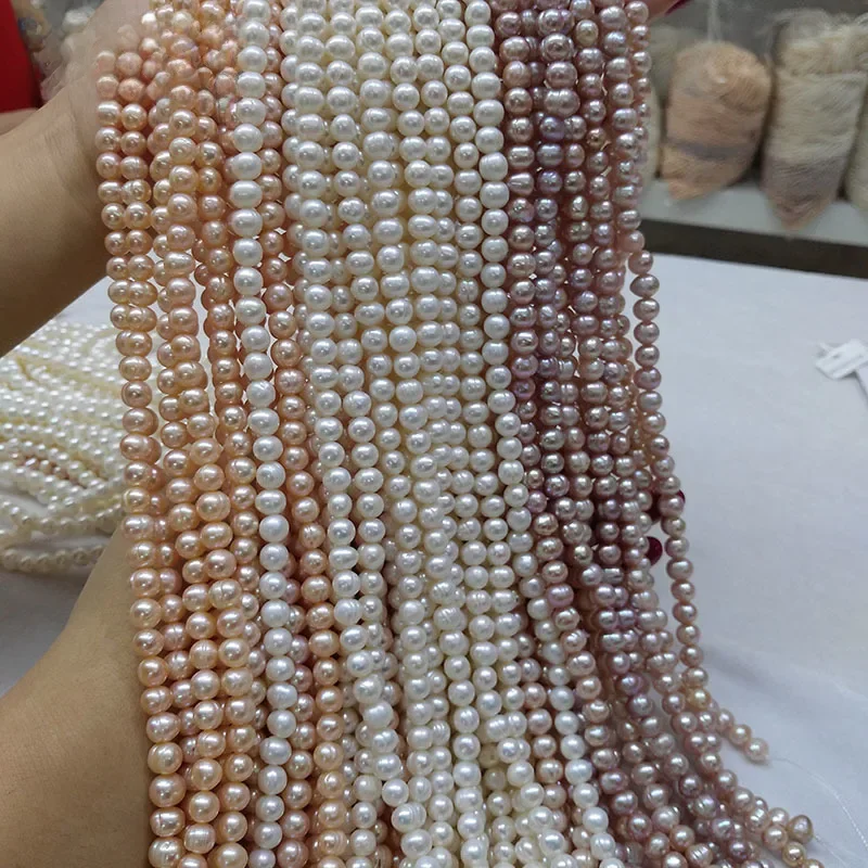 Natuurlijke Zoetwaterparel Kralen Hoge Kwaliteit 36cm Punch Ronde Losse Parels Kraal voor DIY Vrouwen Ketting Armband Sieraden Maken - afbeelding 2