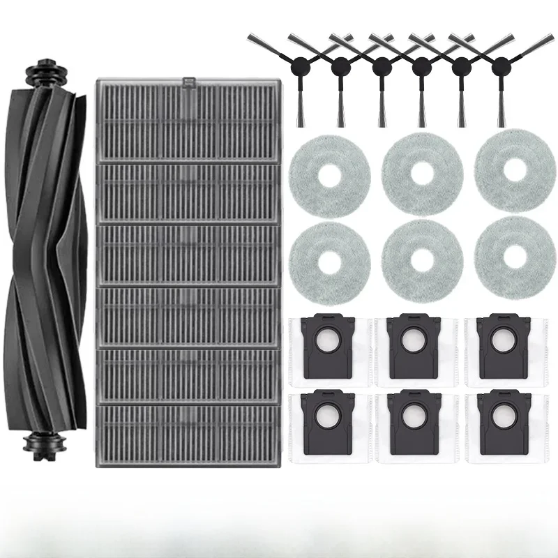 Pièces détachées Dreame Mova E30 Ultra : Brosse principale à trois lames, filtre latéral, filtre HEPA, chiffon de nettoyage, sac à poussière
