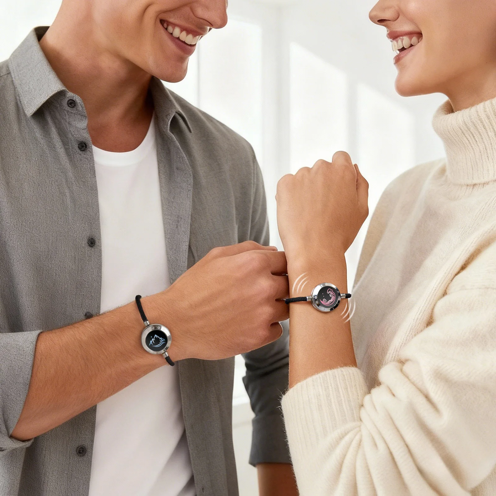 สร้อยข้อมือคู่รักอัจฉริยะ Totwoo เชื่อมต่อ Bluetooth ของขวัญโรแมนติกเพื่อความสัมพันธ์ทางไกล