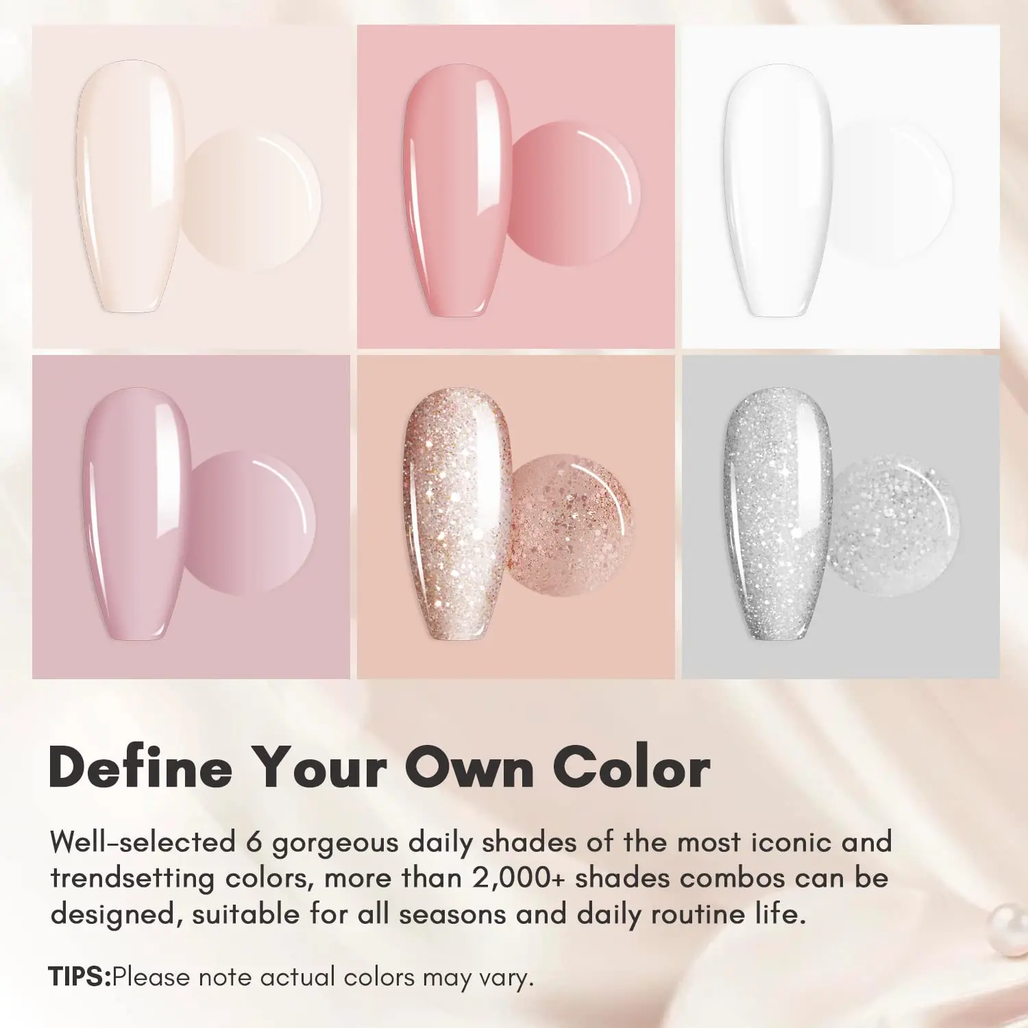 Makartt Dip Powder Nail Kit Starter Quick Drying Dipping Powder 6 Colors Set French Nail Nude Pink All Seasons DIY