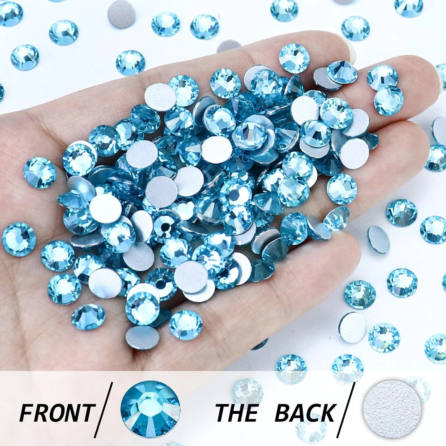 Rigta Aquamarine Nail Art Non Hotfix Rhinestones SS10-SS20 Loose Rhinestone Glass Crystal DIY for Bags Shoes Decorations 1440pcs