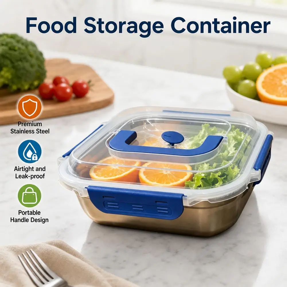 304 Edelstahl Lebensmittelbehälter Auslaufsichere Lunchbox Tragbare Camping Bento-Box für Küche Picknick Büro