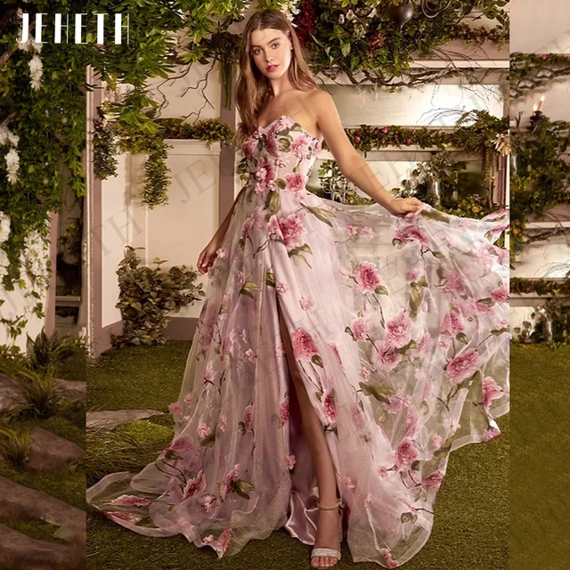 Pink floral occasion shops dress