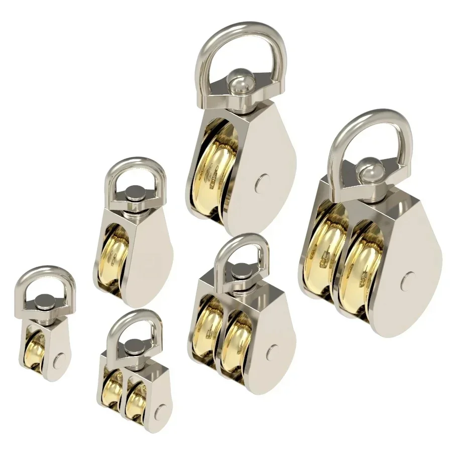 1pcs 43/58/86mm Enkele/Dubbele Wielen Metalen Schijf Zinklegering Katrol Kroon blok en Visgerei Lifting Wiel Mini Dubbele Katrol - afbeelding 2