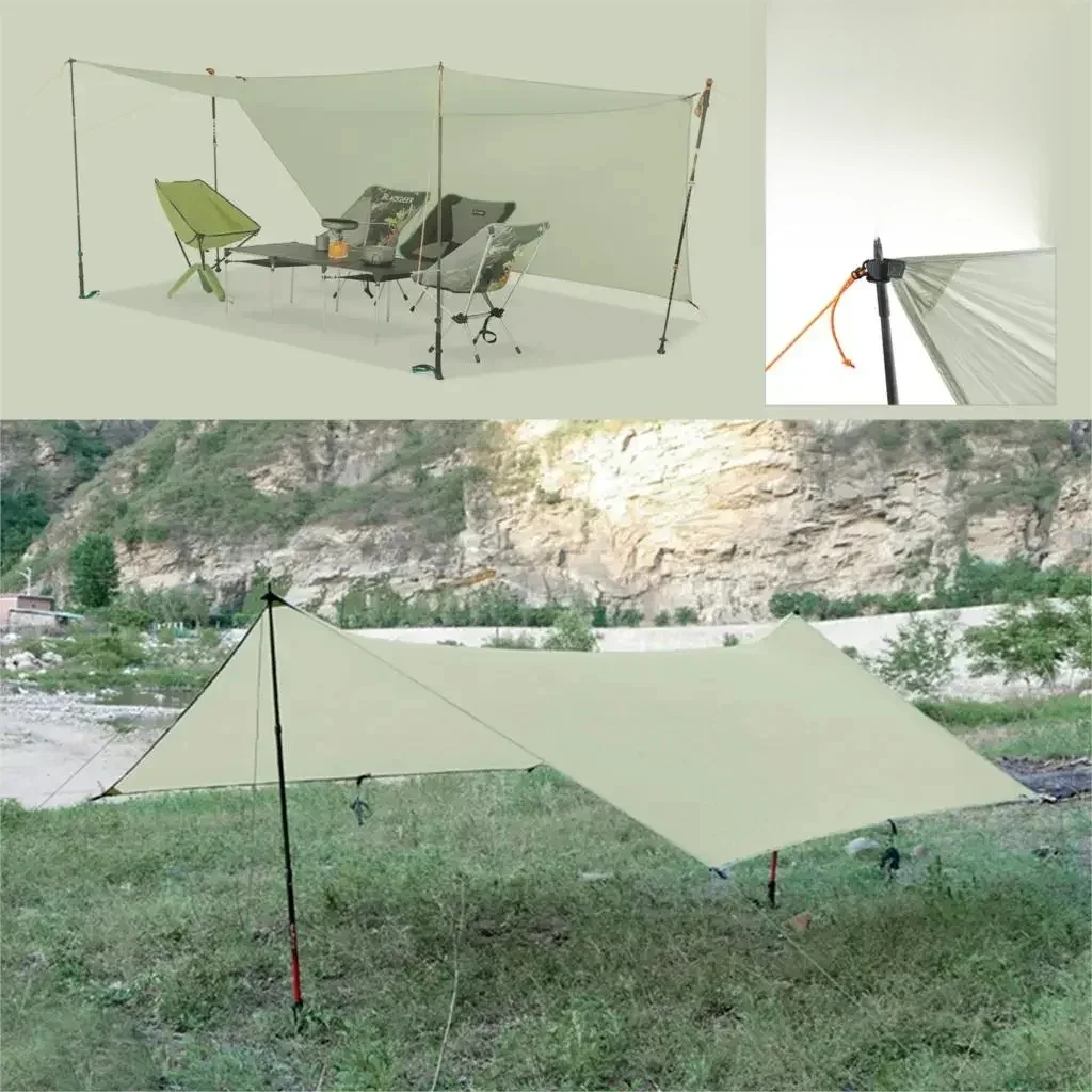 450g 20D dwustronna plandeka nylonowa pokryta silikonem Ultralight osłona przeciwsłoneczna namiot plażowy pergola markiza baldachim Rainfly Camping osłona przeciwsłoneczna — zdjęcie 2