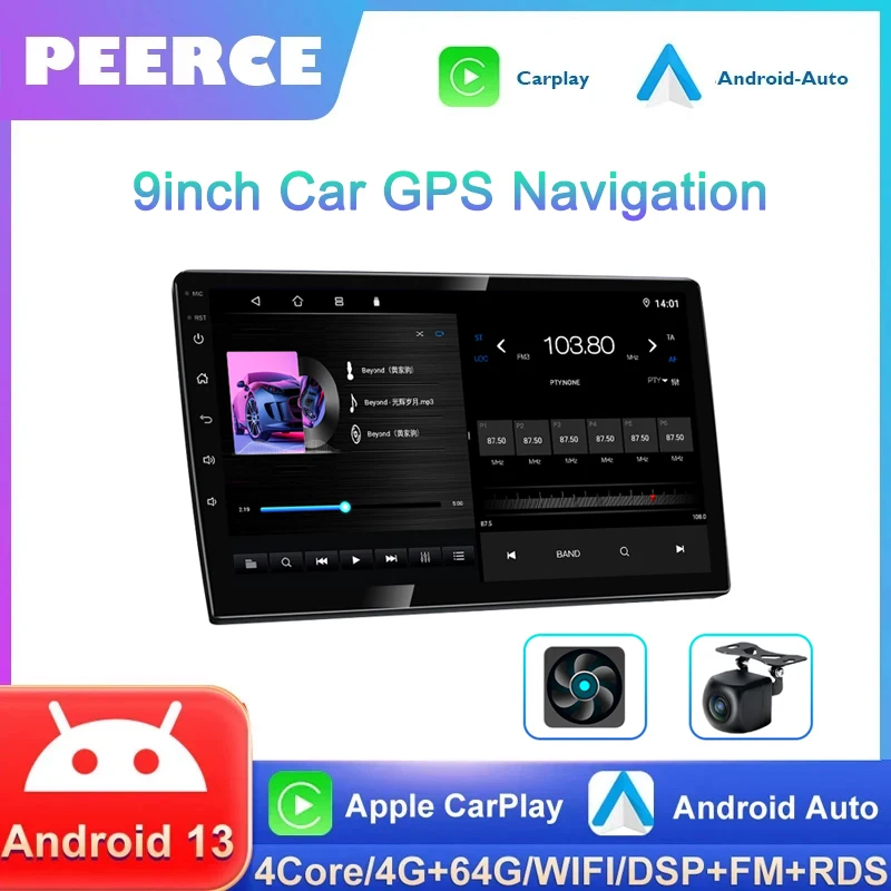 Android Autoradio RDS 4GB 64GB Car Radio Gps Navigation Universal 9Inch Stereo Wifi 2Din For Nissian Toyota Carplay BT USB