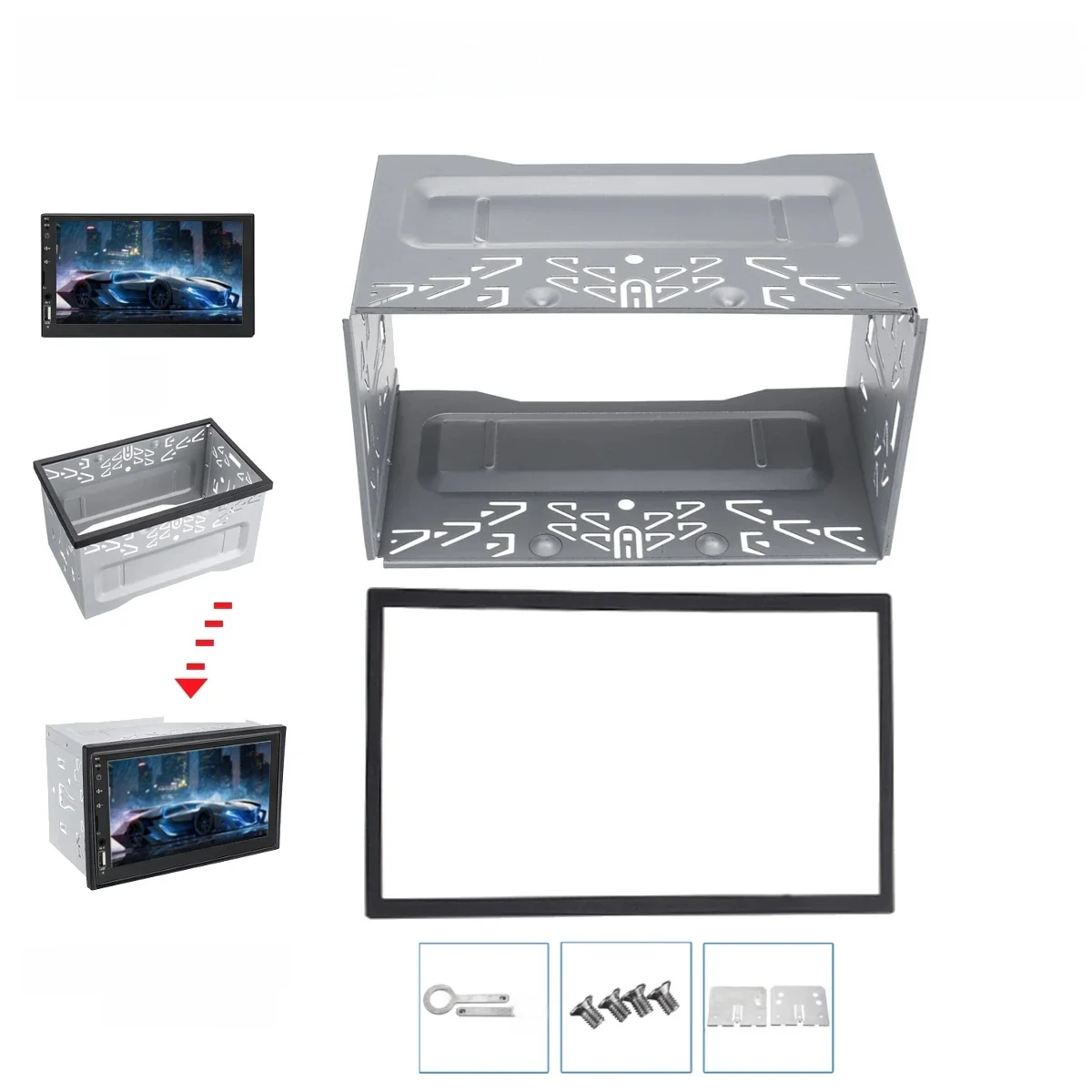 Kit de Cage de montage de remplacement pour Radio stéréo, Double Din universel 2 Din, Installation du lecteur MP5, cadre de montage de Radio