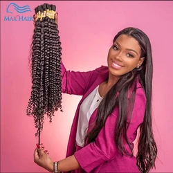 Extensiones de cabello humano a granel para mujer, mechones de cabello rizado sin trama, color negro Natural, 100G, 1B #