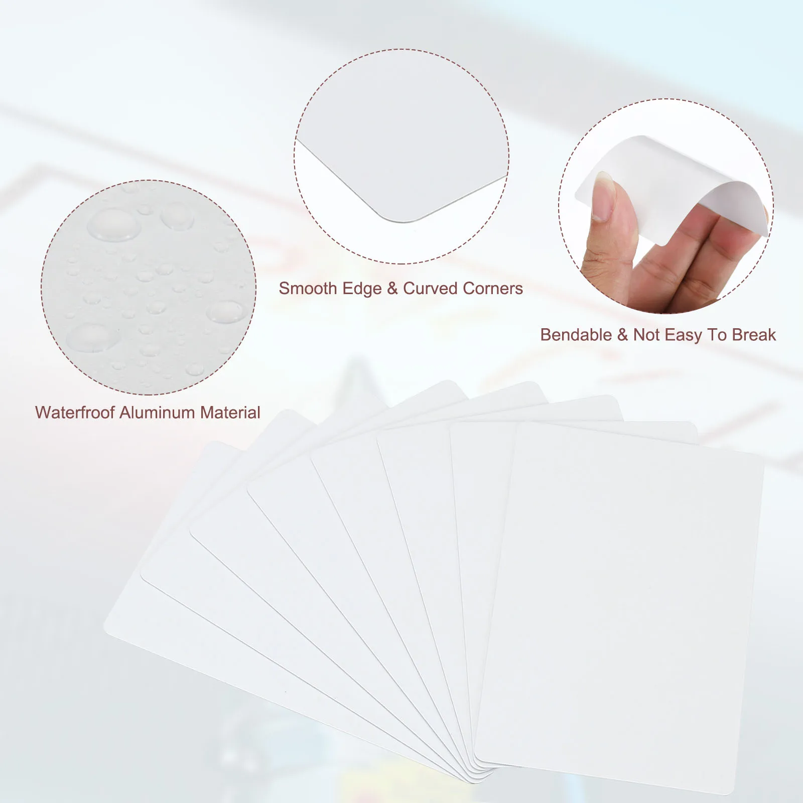 Sublimation Metal Business Cards Blank 0.21/0.22/0.45mm Thickness Aluminum Printable Name Card for Custom DIY Print White/Silver