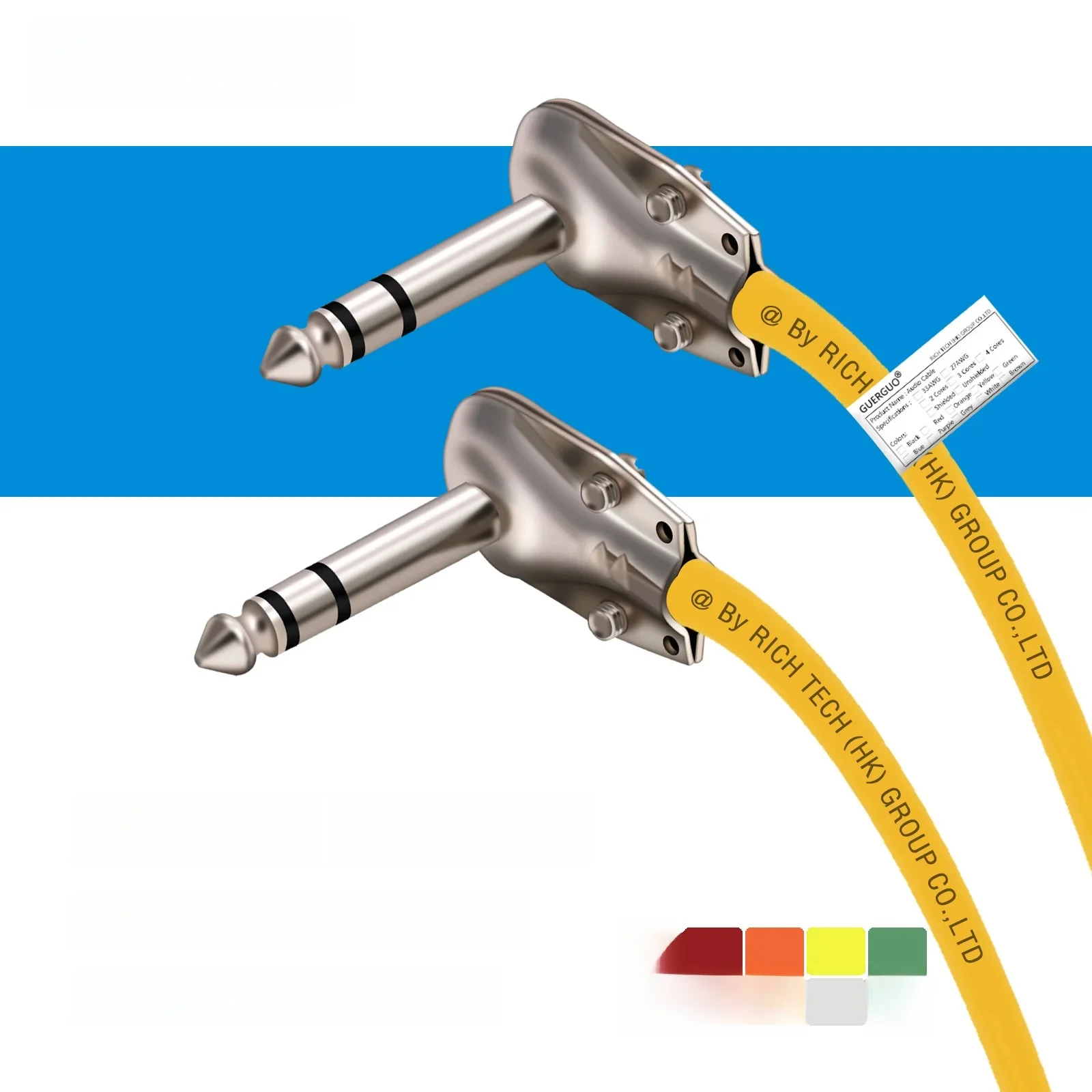 JECable-Adaptateur d'extension audio à angle droit, 6.35mm, 1/4 pouces, pince blindée, connecteur mâle TS/TRS pour pédales JEEffprotected