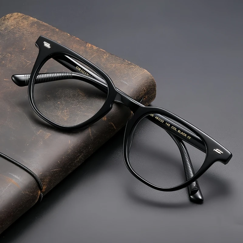 

TFTB Men's Luxury Square Acetate Eyeglasses Fashion Retro Eyewear Women's Trendy Optical Prescription Eyeglasses Frames 56005