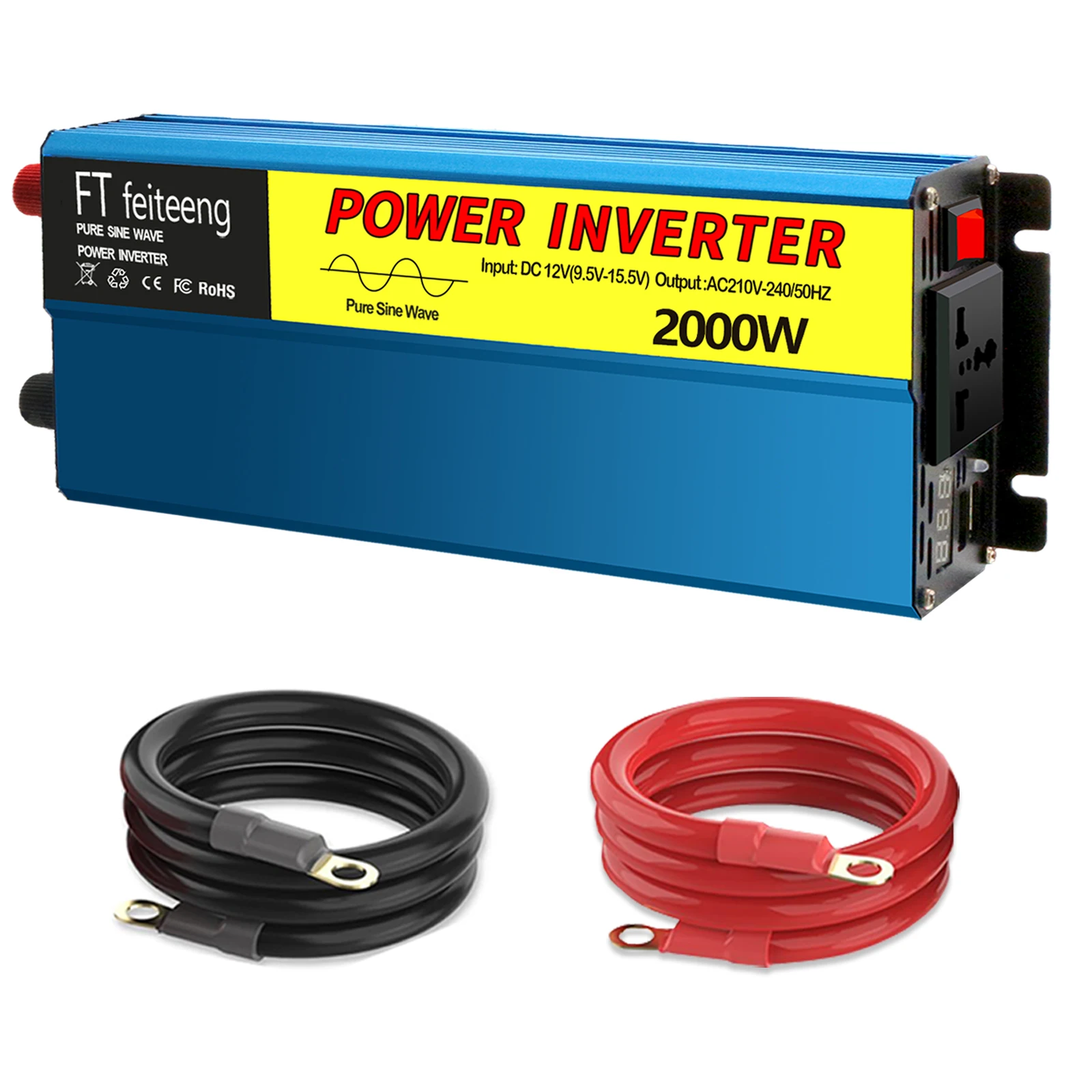 

Pure Sine Wave Inverter, DC 12 to AC 220V/230V,Two sockets and two USB ports, suitable for cars, trucks, and Emergency