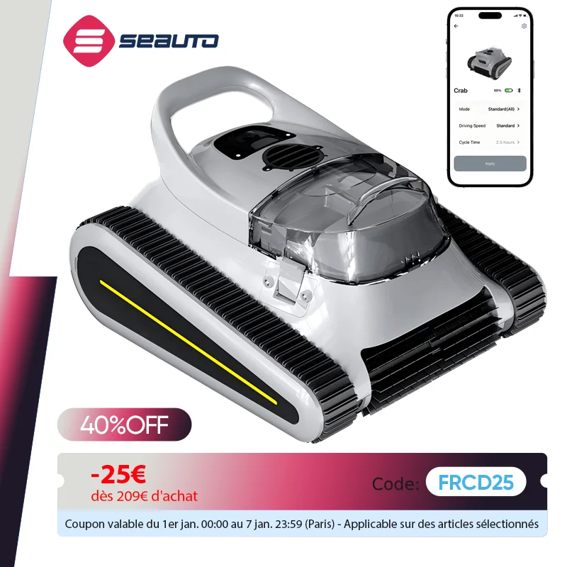 Seauto-Robot aspirador inalámbrico para piscina, dispositivo de succión potente de 45000Pa para piscinas sobre el suelo y en el suelo, hasta 2000 pies cuadrados