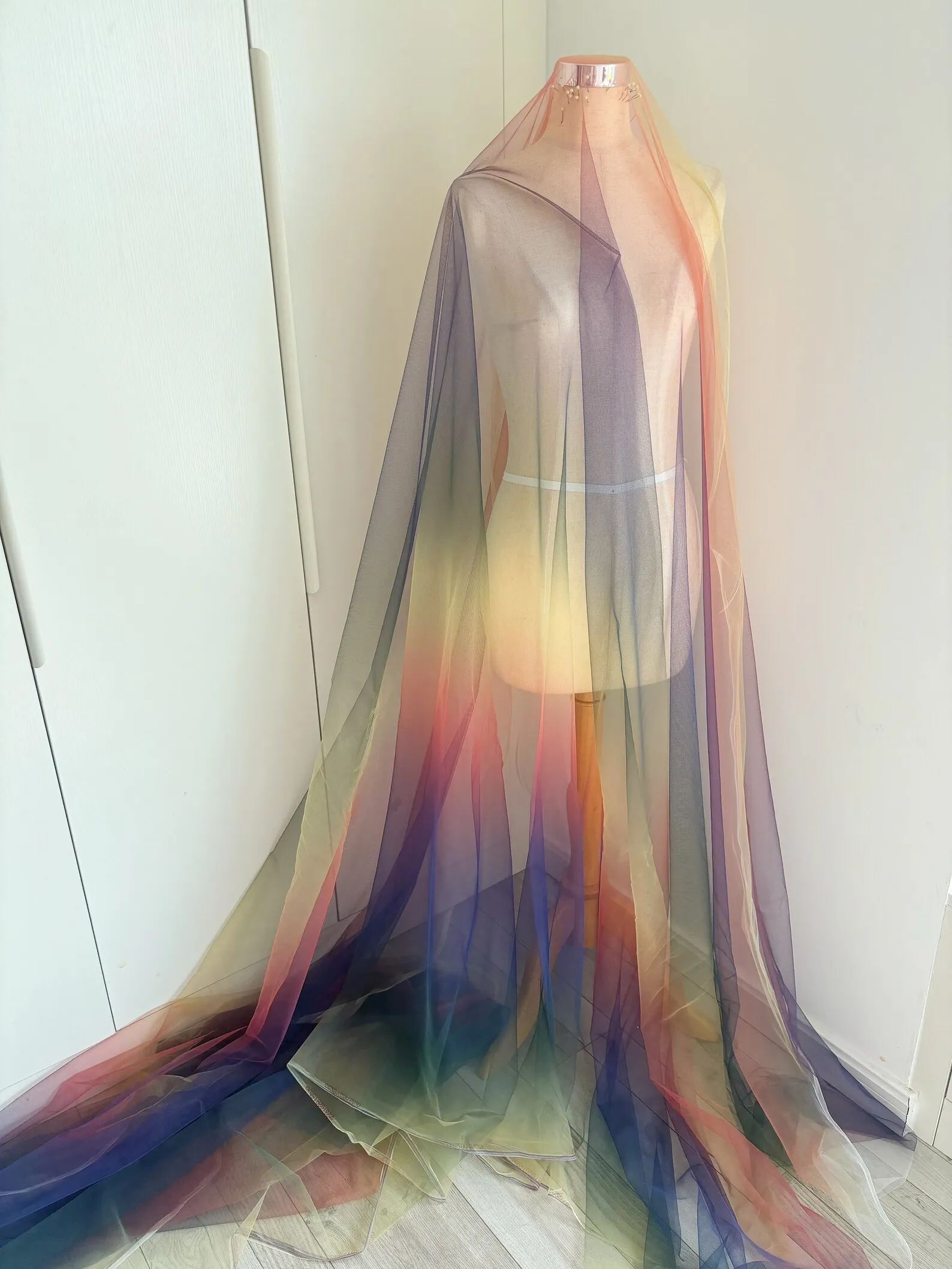 1 Yard Rainbow Colored Tulle Fabric With Ombré Colors For Tutu Dress Wedding,Decor Bridal Veil Fabric