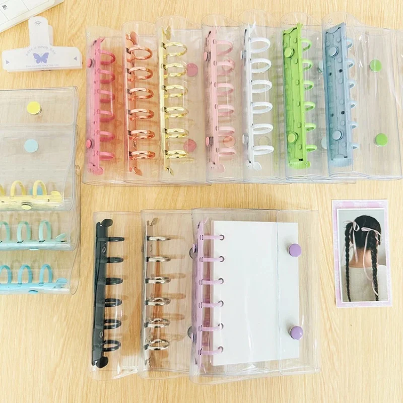 A7 Double bouton coloré Transparent PVC couverture souple classeur couverture Journal carnet de croquis accessoires Journal fournitures de bureau