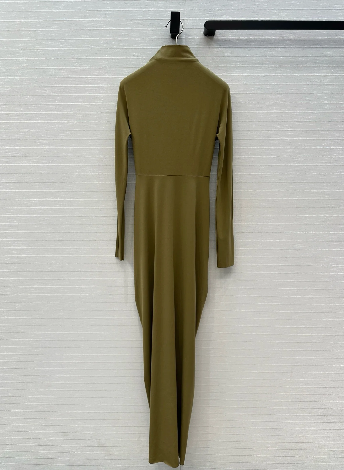 Estranho gato hipster vestido ruched feminino o-pescoço manga cheia magro estiramento robe outono tendência simples clássico pregas longo bodycon