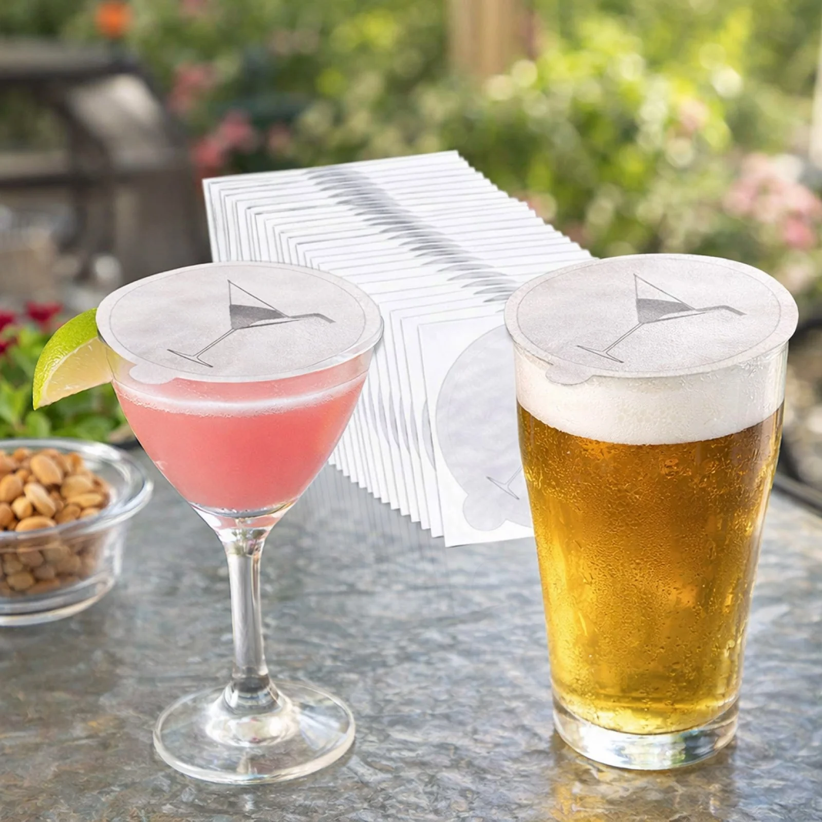 25Pcs Protective Drink Cap 4 Inch Drinking Glasses Covers Drink Protector Stickers for Most Cup Sizes Cocktail