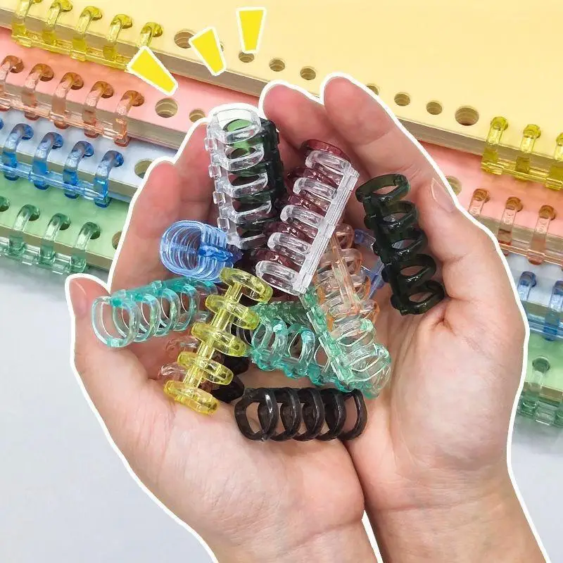 20pcs 5-Hole Plastic Loose Leaf Binder Clips, Detachable Binding Strips for Notebook, Random Color