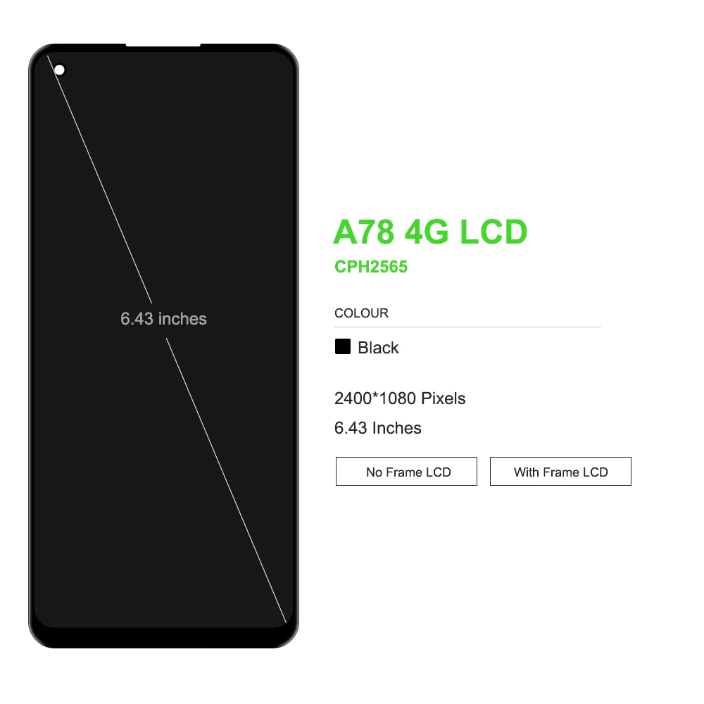 6.43'' OLED For OPPO A78 4G LCD Display With Frame Touch Screen Panel Replacement Parts For Oppo A78 4G CPH2565 LCD