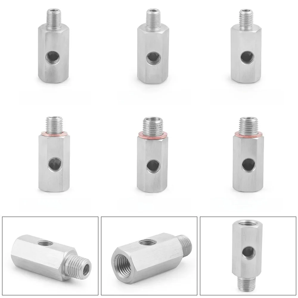 Connecteur de capteur de pression d'huile à trous latéraux en acier inoxydable, 1/8 "NPT femelle à M12 M10 M14, jauge de ligne d'alimentation, adaptateur en T